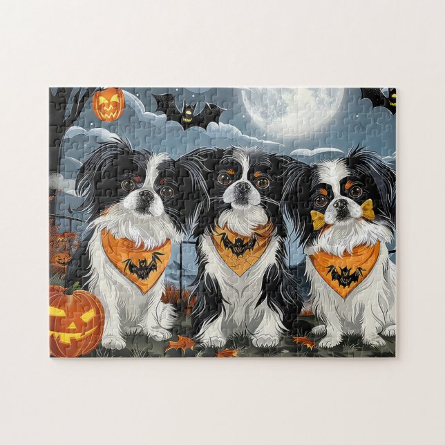 Japanisch Chin Halloween Spooky Puzzle (Horizontal)