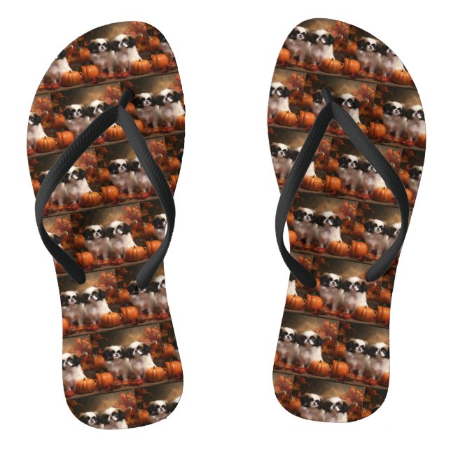 Japanisch Chin Welppy Autumn Delight Pumpkin Flip Flops (Fußbett)