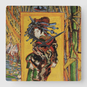 Japanisch Courtesan Oiran von Vincent van Gogh Quadratische Wanduhr