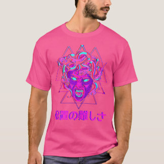Japanisch Cyberpunk Ästhetische Medusa Glitch Art T-Shirt