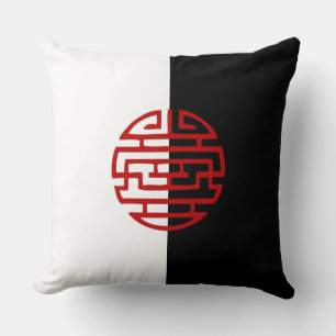 japanisch dekorativ Schwarz-weiß rot Kissen