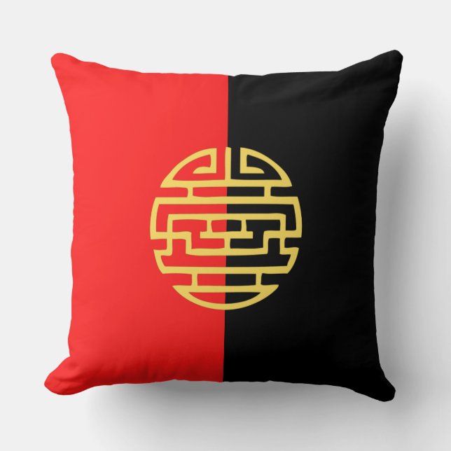 japanisch dekorativ traditionell schwarz gelb kissen (Vorderseite)