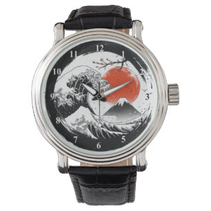 Japanisch Die Große Welle, Fuji, Sakura Armbanduhr