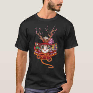 Japanisch Edo Samurai Neko Kitten T - Shirt
