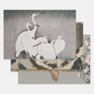 Japanisch Egrets Koson Cranes Winter Snow Geschenkpapier Set