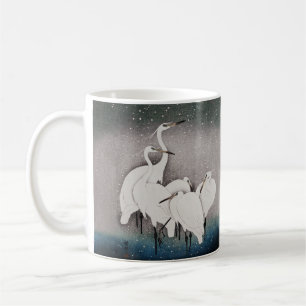 Japanisch Egrets Koson Cranes Winter Snow Kaffeetasse