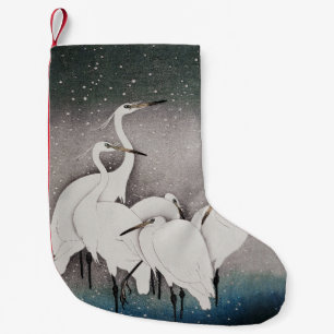 Japanisch Egrets Koson Cranes Winter Snow Kleiner Weihnachtsstrumpf