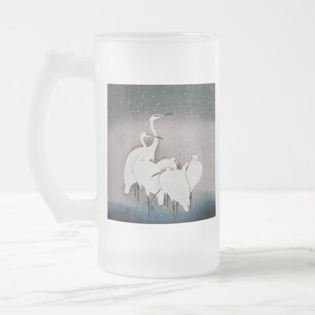 Japanisch Egrets Koson Cranes Winter Snow Mattglas Bierglas (Links)