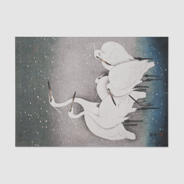 Japanisch Egrets Koson Cranes Winter Snow Seidenpapier (Vorderseite)