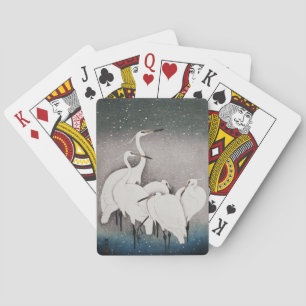 Japanisch Egrets Koson Cranes Winter Snow Spielkarten