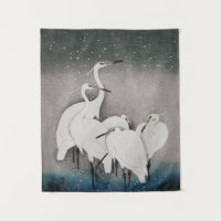Japanisch Egrets Koson Cranes Winter Snow