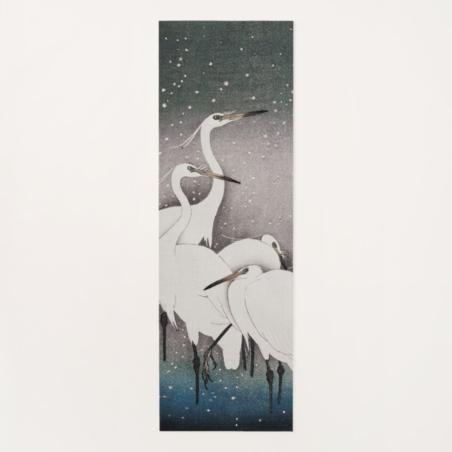 Japanisch Egrets Koson Cranes Winter Snow Yogamatte (Vorderseite)
