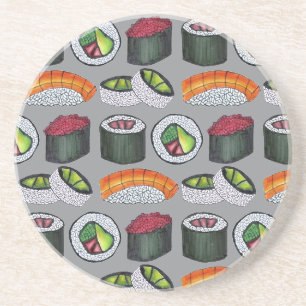 Japanisch Essen Sushi Kalifornien Tuna Roll Nigiri Sandstein Untersetzer