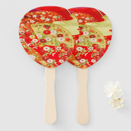 Japanisch Floral Cherry Blossom Gold Red Fächer