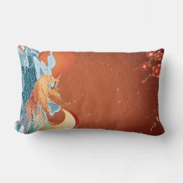 Japanisch Floral - Rost Orange Elegantes Gewebe Lendenkissen