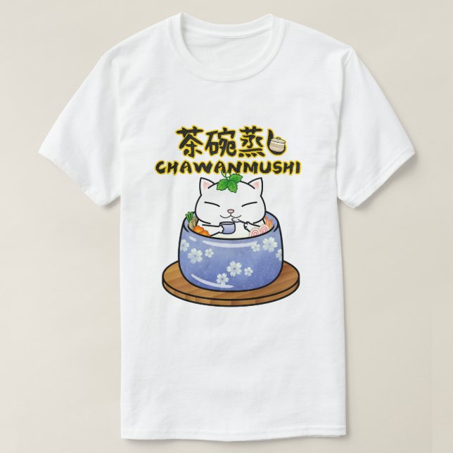 Japanisch Food Chawanmushi Cat T-Shirt (Design vorne)