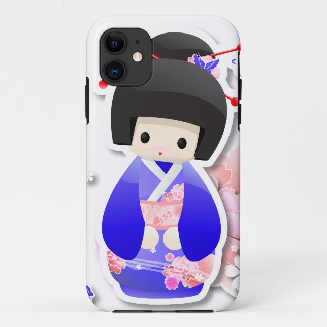 Japanisch Geisha Doll - iPhone Case der Blue Serie (Rückseite)