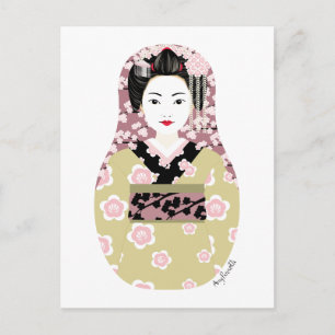 Japanisch Geisha Matryoshka Postcard Postkarte