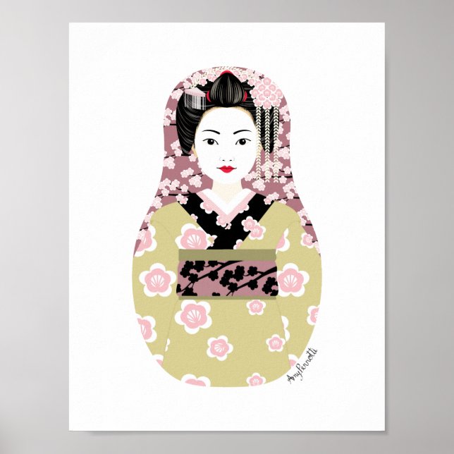 Japanisch Geisha Matryoshka Poster (Vorne)