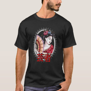 Japanisch Geisha mit Fan Japan Frau Geisha T-Shirt