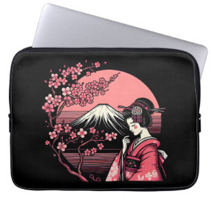 Japanisch Geisha Mount Fuji Cherry Blossom Trees Laptopschutzhülle