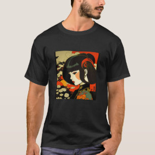 Japanisch Geisha Samurai Retro Vintag Kimon T-Shirt