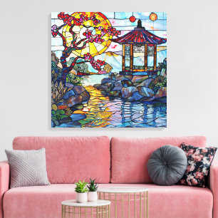 Japanisch gestanztes Glas Art Canvas Print Leinwanddruck