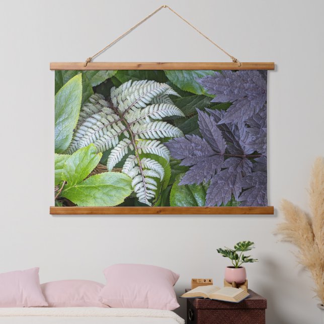 Japanisch gestrichen Fern und schwarz Cohosh Blüte Wandteppich Mit Holzrahmen (Schlafzimmer)
