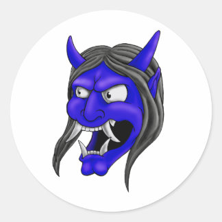 Japanisch Hannya Mask Runder Aufkleber