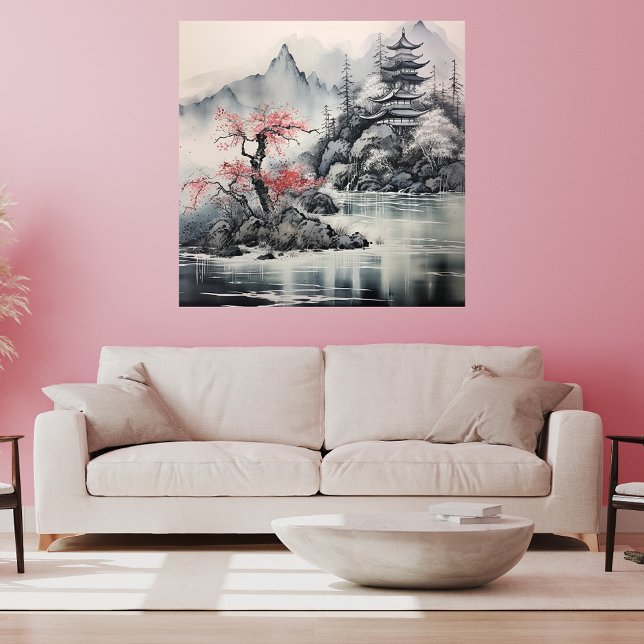 Japanisch Hokusai Art Mountain Cherry Blossom Leinwanddruck (Von Creator hochgeladen)