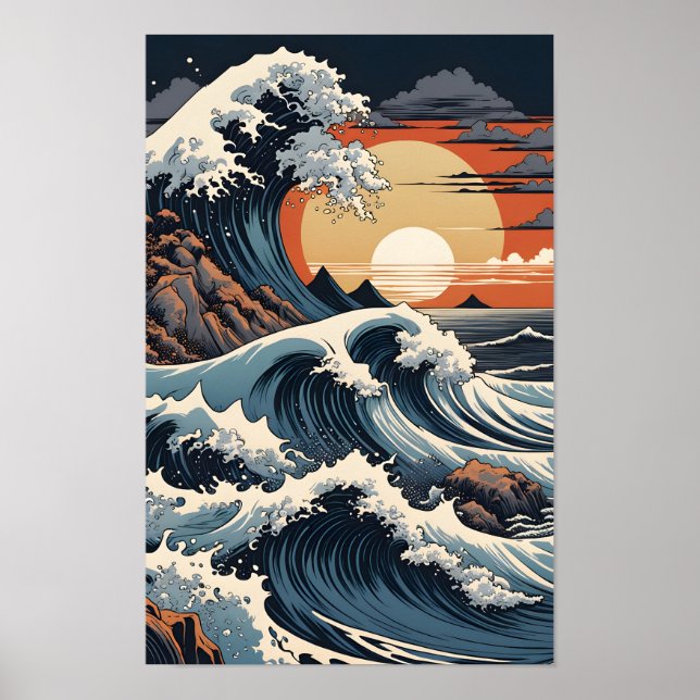 Japanisch Hokusai Wave Poster (Vorne)