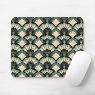 Japanisch inspiriert Aquamarin & Beige Fan Mousepad