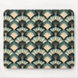 Japanisch inspiriert Aquamarin & Beige Fan Mousepad