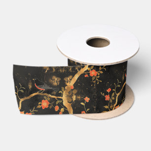 Japanisch inspiriert Goldene Baumzweig & Blüten Satinband