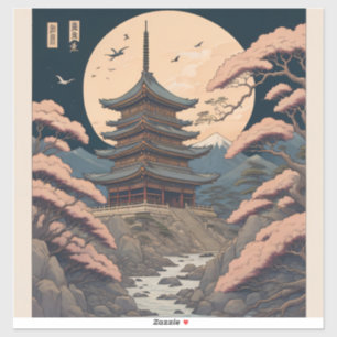Japanisch inspirierte Kunst und Illustrationen Art Aufkleber