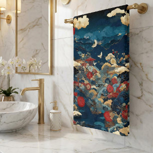 Japanisch inspirierte luxuriöse florale Badezimmer Handtuch