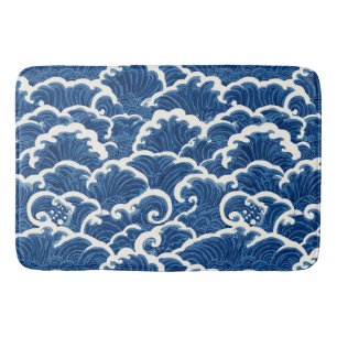 japanisch Inspiriertes Seamless Ocean Wave Muster Badematte