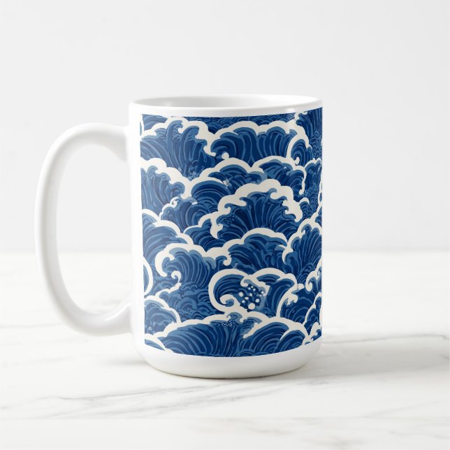 japanisch Inspiriertes Seamless Ocean Wave Muster Kaffeetasse (Links)