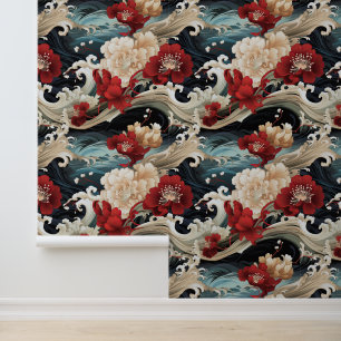 japanisch Inspiriertes Wellenmuster Tapete