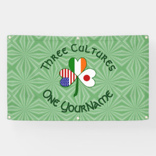 Japanisch Irish USA Flags Kleeblatt Personalisiert Banner