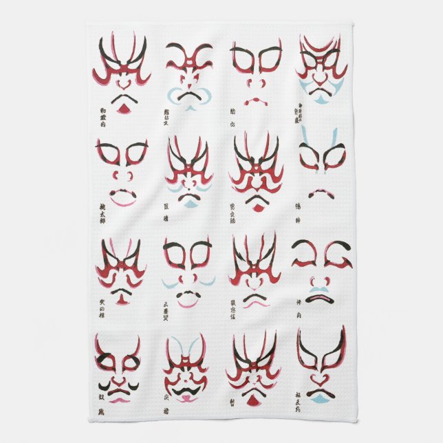 Japanisch Kabuki Makeup Design Geschirrtuch (Vertikal)