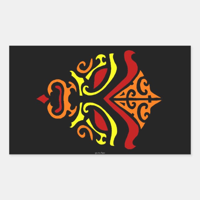 Japanisch Kabuki Maske Tribal Orange Makeup Rechteckiger Aufkleber (Vorderseite)