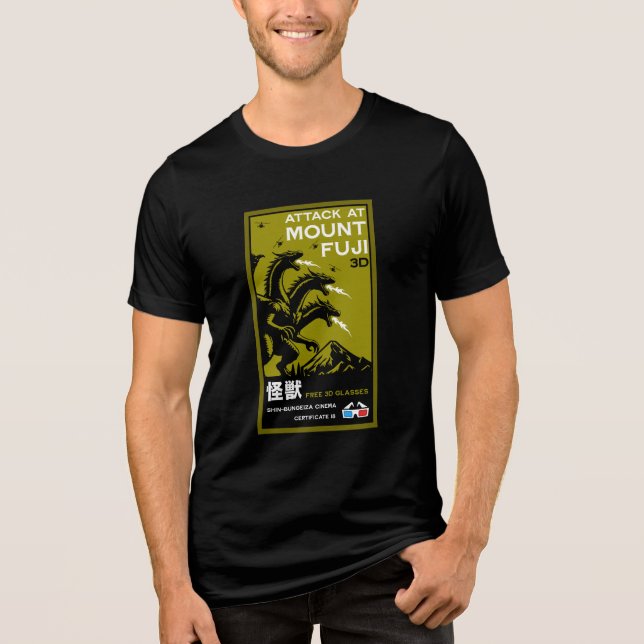 Japanisch Kaiju Art Tri-Blend Shirt (Vorderseite)