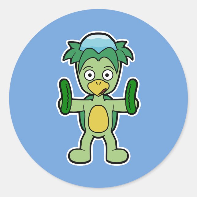 Japanisch Kappa Yokai (mit Gurken) Runder Aufkleber (Vorderseite)