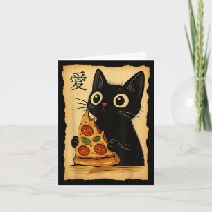 Japanisch Kawaii Anime Cat Pizza Ästhetische Katze Karte