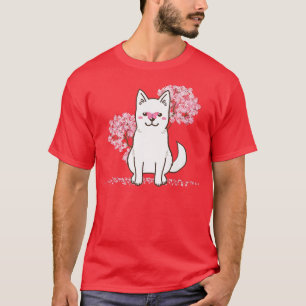 Japanisch Kawaii Sakura Cherry Blossom Kishu Dog T-Shirt