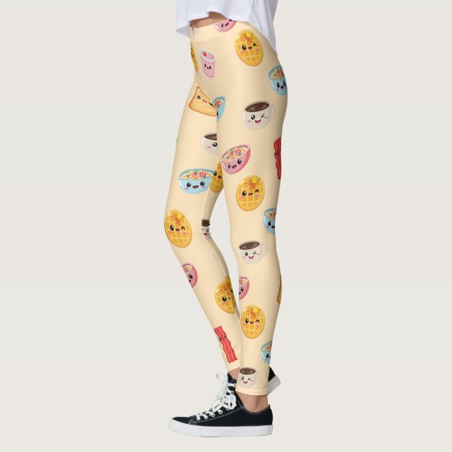 Japanisch Kawaii Style Frühstück Coffee Coffee Bac Leggings (Links)