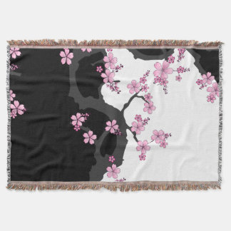 Japanisch Kimono Schwarz-Weiß-Rosa Sakura Decke