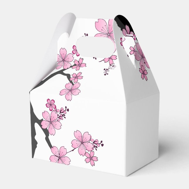 Japanisch Kimono Schwarz-Weiß-Rosa Sakura Geschenkschachtel (Vorderseite)