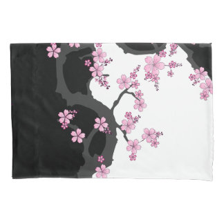 Japanisch Kimono Schwarz-Weiß-Rosa Sakura Kissenbezug